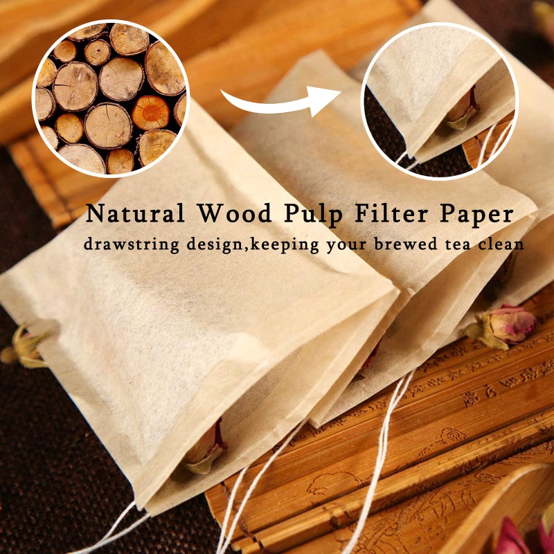 NEPAK 600 Pcs Disposable Tea Filter Bags for Loose Tea,Drawstring Empty Tea Bags for Loose Leaf Tea,with 100% Natural Unbleached Paper(1.97 x 2.76 inch) - Image 5